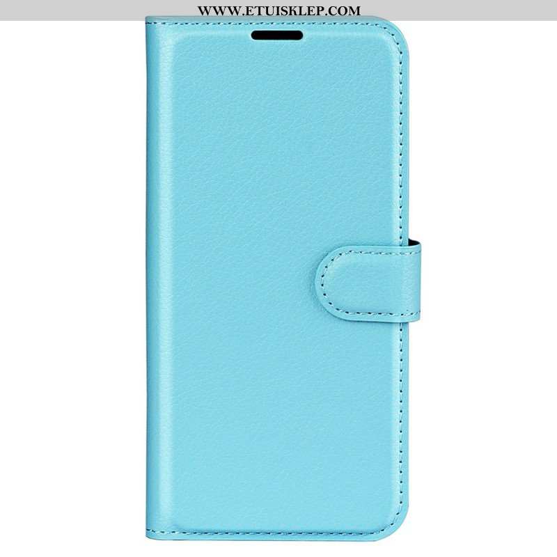Etui Folio do iPhone 15 Plus Klasyczna Sztuczna Skóra Litchi